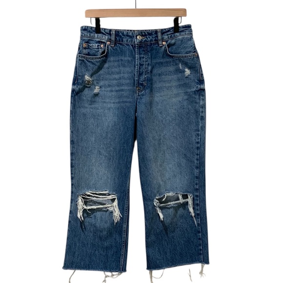 We The Free Denim - We The Free Distressed Cropped Blue Jeans